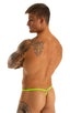 mens micro g string sexy swimsuit bikini in best seller skinz swimwear in semi sheer Neon Lime ; Stuffit Pouch G String Swimsuit in ThinSKINZ Neon Lime 2; Stuff
