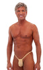 G String Swimsuit - Adjustable Pouch in Semi SHEER Nude PowerNet, Front View; Mens Micro Adjustable G String Swimsuit in Semi SHEER Nude Athletic Mesh 2; Mens M
