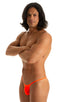 mens extreme micro string bikini tiny swimsuit by skinz swimwear in Blazing Orange; Stuffit Pouch Half Back Swimsuit in Blazing Orange 2; Stuffit Pouch Half Bac