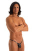 mens extreme micro string bikini tiny swimsuit by skinz swimwear in sheer Night Sky; Stuffit Pouch Half Back Swimsuit in Super ThinSKINZ Night Sky 2; Stuffit Po