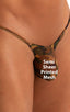 mens extreme micro string bikini tiny swimsuit by skinz swimwear in Semi Sheer Camo Print on Mesh; Stuffit Pouch Half Back Swimsuit in Semi Sheer Camo Print on