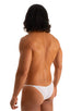 mens extreme micro string bikini tiny swimsuit by skinz swimwear in Semi Sheer White Peep Show; Stuffit Pouch Half Back Swimsuit in Semi Sheer White Peep Show 2