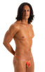 mens extreme micro string bikini tiny swimsuit by skinz swimwear in Tan Through Orange Jungle; Stuffit Pouch Half Back Swimsuit in Tan Through Orange Jungle 2;