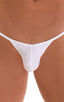 mens micro bikini swimsuit with tiny puckered butt in sheer White Powernet; Micro Pouch - Puckered Back - Rio Bikini in White Powernet, Front View; Micro Pouch