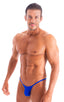 mens micro bikini swimsuit with tiny scrunchie butt skinz swimwear in Royal Blue Powernet; Mens Micro Pouch Puckered Back Swimsuit in Royal Blue Powernet 2; Me