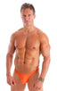 Mens Micro Fitted Pouch and Rear Bikini Swimsuit in Blazing Orange 1; Mens Micro Fitted Pouch and Rear Bikini Swimsuit in Blazing Orange 2; Mens Micro Fitted Po