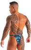 Mens Micro String Bikini Swimsuit in Semi Sheer Eros Printed Mesh 1; Mens Micro String Bikini Swimsuit in Semi Sheer Eros Printed Mesh 2; Mens Micro String Biki