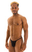 mens sexy g string swimsuit micro thong swimwear in sheer black; Y Back G String Thong in Black Peep Show, Rear View; Y Back G String Thong in Black Peep Show,