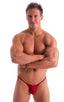 mens micro pouch bikini swimsuit with tiny puckered butt in Ruby Red 1; Micro Pouch - Puckered Back - Rio Bikini in Ruby Red 2; Micro Pouch - Puckered Back - Ri