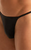 mens smooth pouch string side t back thong sexy swimsuit bikini in Black; Smooth Pouch Skinny Sides Swim Thong in Black, Rear View; Smooth Pouch Skinny Sides Sw