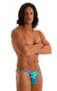 mens smooth pouch string side t back thong sexy swimsuit bikini in Rainforest print; Smooth Pouch Skinny Sides Swim Thong in Rainforest 2; Smooth Pouch Skinny S