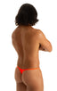 mens smooth pouch string side t back thong sexy swimsuit bikini in Blazing Orange; Smooth Pouch Skinny Sides Swim Thong in Blazing Orange 2; Smooth Pouch Skinny