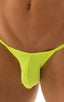 Stuffit Pouch Half Back Tanning Swimsuit in ThinSKINZ Chartreuse, Front View; Stuffit Pouch Half Back Tanning Swimsuit in ThinSKINZ Chartreuse, Rear View; Stuff