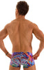mens swimwear best seller square cut boxer style swimsuit in Illumine; Extreme Low Square Cut Swim Trunks in Illumine, Rear View; Extreme Low Square Cut Swim Tr