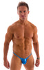 mens most popular micro bikini swimsuit with tiny puckered butt in Ice Karma Electric Blue; Micro Pouch - Puckered Back - Rio Bikini in Ice Karma Electric Blue,
