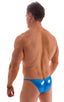 mens most popular micro bikini swimsuit with tiny puckered butt in Ice Karma Electric Blue; Micro Pouch - Puckered Back - Rio Bikini in Ice Karma Electric Blue,