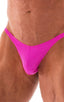 mens posing suit with fitted pouch and fitted puckered butt bodybuilder bikini in neon hot pink; Fitted Pouch - Puckered Back - Bikini in Fuchsia 2; Fitted Pouc