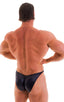 mens posing suit with fitted pouch and fitted puckered butt bodybuilder bikini in wet look black; Fitted Pouch - Puckered Back - Posing Suit in Wet Look Black,