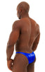 Bodybuilder Posing Suit - Narrow Back in Wet Look Royal Blue, Front View; Bodybuilder Posing Suit - Narrow Back in Wet Look Royal Blue, Rear View; Bodybuilder P