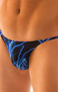 Super Low Brazilian Bikini in Blue Lightning - PEP Lining, Front View; Super Low Brazilian Bikini in Blue Lightning - PEP Lining, Rear View; Super Low Brazilian