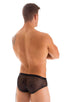 Pouch Brief Swimsuit in Black with Semi Sheer Spiderweb Mesh 3; Pouch Brief Swimsuit in Black with Semi Sheer Spiderweb Mesh 4; Pouch Brief Swimsuit in Black wi