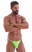 mens smooth pouch string side t back thong sexy swimsuit bikini in ThinSKINZ Neon Lime; Smooth Pouch Skinny Sides Swim Thong in ThinSKINZ Neon Lime, Rear View;