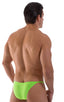 Stuffit Pouch Half Back Tanning Swimsuit in Semi Sheer ThinSKINZ Neon Lime 1; Stuffit Pouch Half Back Tanning Swimsuit in Semi Sheer ThinSKINZ Neon Lime, Rear V