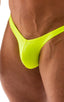 mens sexy bikini fitted pouch scrunchie rear in neon yellow; Posing Suit - Fitted Pouch - Puckered Back in Neon Chartreuse, Rear View; Posing Suit - Fitted Pouc