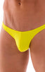 mens sexy bikini fitted pouch scrunchie rear in sunshine yellow; Fitted Pouch Puckered Back Bikini in Sunshine Yellow, Rear View; Fitted Pouch Puckered Back Bik