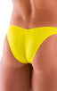 mens sexy bikini fitted pouch scrunchie rear in sunshine yellow; Fitted Pouch Puckered Back Bikini in Sunshine Yellow, Rear View; Fitted Pouch Puckered Back Bik