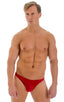 Enhancing Pouch Swim Brief in Red, Front View; Enhancing Pouch Swim Brief in Red, Rear View; Special Order Notice; Enhancing Pouch Swim Brief in Red Fabric