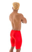 Lycra Bike Length Shorts in Wet Look Red, Front View; Lycra Bike Length Shorts in Wet Look Red, Rear View; Special Order Notice; Lycra Bike Length Shorts in Wet