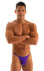 mens smooth pouch string side t back thong sexy swimsuit bikini in Royal Purple; Smooth Pouch Skinny Sides Swim Thong in Royal Purple 2; Smooth Pouch Skinny Sid