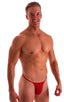 mens smooth pouch string side t back thong sexy swimsuit bikini in Ruby Red; Smooth Pouch Skinny Sides Swim Thong inRuby Red 2; Smooth Pouch Skinny Sides Swim T
