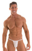 Roman G String Swim Thong in White PowerNet, Front View; Roman G String Swim Thong in White PowerNet, Rear View; Roman G String Swim Thong in White PowerNet, Fr