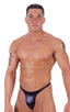 Smooth Pouch - T Back Thong Swimsuit in Wet Look Black, Front View; Smooth Pouch - T Back Thong Swimsuit in Wet Look Black, Rear View; Special Order Notice; Smo