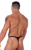 Smooth Pouch - T Back Thong Swimsuit in Wet Look Black, Front View; Smooth Pouch - T Back Thong Swimsuit in Wet Look Black, Rear View; Special Order Notice; Smo