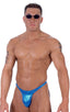 Smooth Pouch - T Back Thong Swimsuit in Metallic Mystique Ocean Turquoise, Front View; Smooth Pouch - T Back Thong Swimsuit in Metallic Mystique Ocean Turquoise