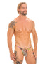 mens sexy half back bikini rio swimsuit skinz swimwear in wild orchid; Rio Tanning Bikini Swimsuit in American Flag Collage, Front View; Rio Tanning Bikini Swimsuit