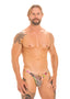 mens sexy half back bikini rio swimsuit skinz swimwear in wild orchid; Rio Tanning Bikini Swimsuit in American Flag Collage, Front View; Rio Tanning Bikini Swimsuit