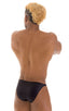 Smooth Front Bikini Bathing Suit in Wet Look Black, Front View; Smooth Front Bikini Bathing Suit in Wet Look Black, Rear View; Smooth Front Bikini Bathing Suit
