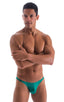 mens sexy swimwear bikini skinz international swimsuit brief in Deep Jade; Fitted Bikini Bathing Suit in Deep Jade, Rear View; Fitted Bikini Bathing Suit in Dee