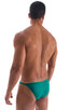 mens sexy swimwear bikini skinz international swimsuit brief in Deep Jade; Fitted Bikini Bathing Suit in Deep Jade, Rear View; Fitted Bikini Bathing Suit in Dee