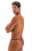 mens micro g string sexy swimsuit bikini in best seller shiny royal blue skinz swimwear; Stuffit Pouch G String Swimsuit in Wet Look Royal Blue 2; Stuffit Pouch