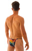 mens tan through swimsuit bikini brief in rave up man micro swimwear; Sunseeker2 Tanning Swimsuit in RaveUp Tan Through, Rear View; Sunseeker2 Tanning Swimsuit