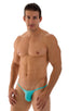 mens micro bikini swimsuit with tiny puckered butt in Aquamarine; Micro Pouch - Puckered RIO Back in Aquamarine, Rear View; Micro Pouch - Puckered RIO Back in A