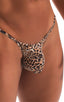 mens sheer cheeta micro pouch swimsuit half back bikini skinz swimwear; Stuffit Pouch Half Back Tanning Swimsuit in Super ThinSKINZ Cheeta 2, Front View; Stuffi