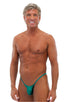 mens most popular micro bikini swimsuit with tiny puckered butt in Deep Jade; Micro Pouch - Puckered Back - Rio Bikini in Deep Jade, Rear View; Special Order No