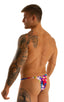 mens tiny string bikini swimsuit by skinz swimwear in white hiniscus floral; Sunseeker2 Tanning Swimsuit in Super ThinSKINZ Night Sky 2; Sunseeker2 Tanning Swim