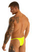 mens tiny string bikini swimsuit by skinz swimwear in sheer Super ThinSKINZ Lemon-Lime; Sunseeker2 Tanning Swimsuit in Super ThinSKINZ Lemon-Lime 2; Sunseeker2